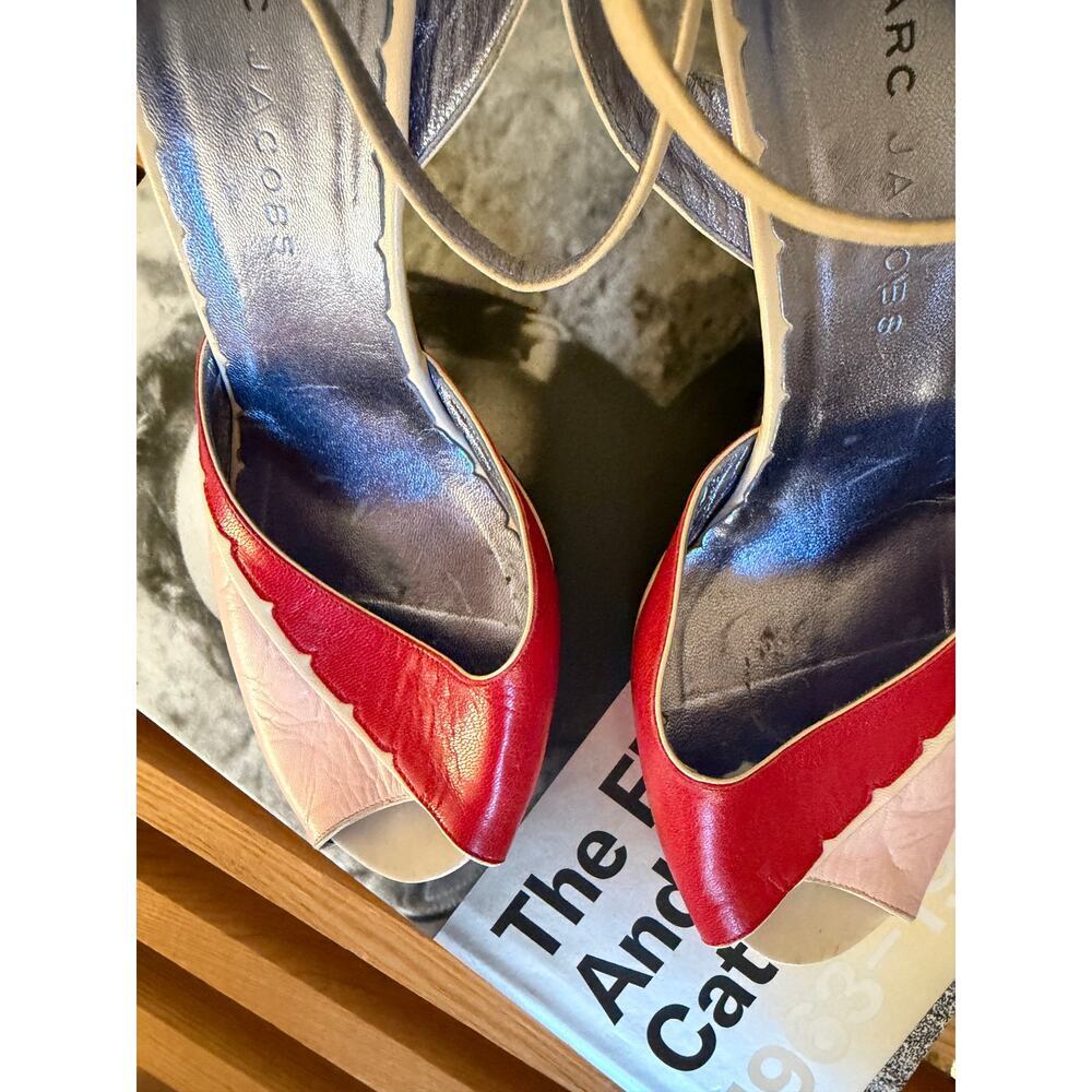 Vintage Marc Jacobs Colorblock Leather Ankle Strap Heels Size 38.5 - Picture 4 of 7